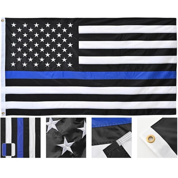 Embroidered Thin Blue Line American Flag 4x6ft Support Police Blue Lives Matter - Picture 1 of 7